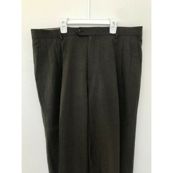 Vito Ruffolo Wool Pleated Dress Pants Mens 38 Waist Brown Classic Fit Pre-Owned - Picture 2 of 4